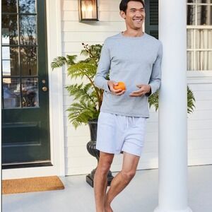 NWT Lake Mens Pima Pajama Shorts Sky Blue White Striped Loungewear XS